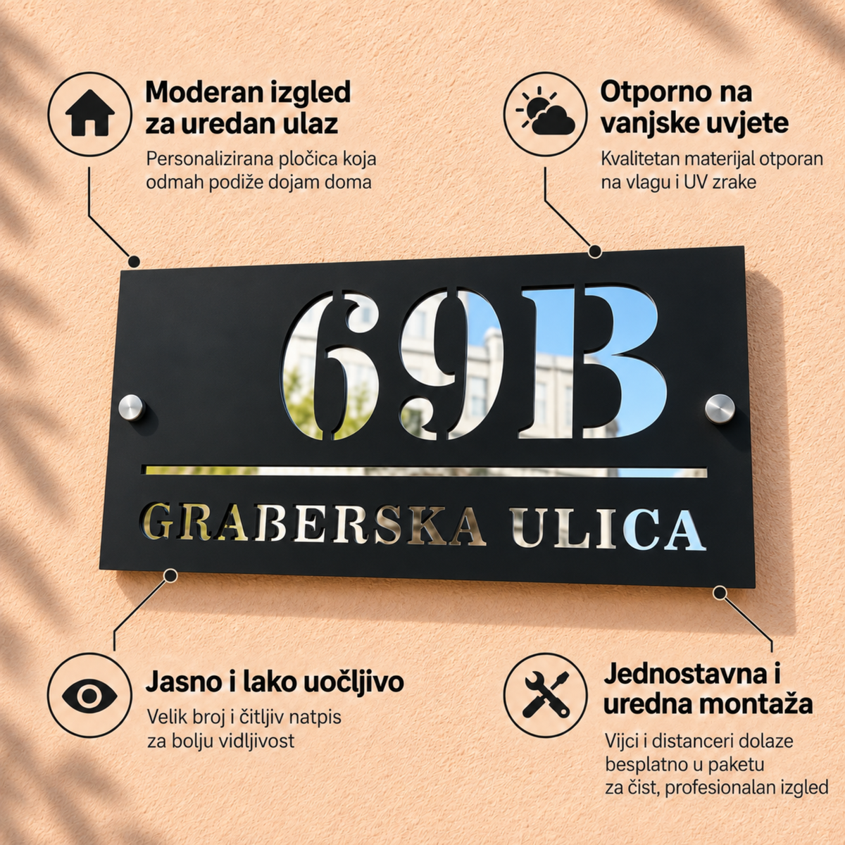 CLS Design 3 – Elegant – kućni broj od pleksiglasa po mjeri