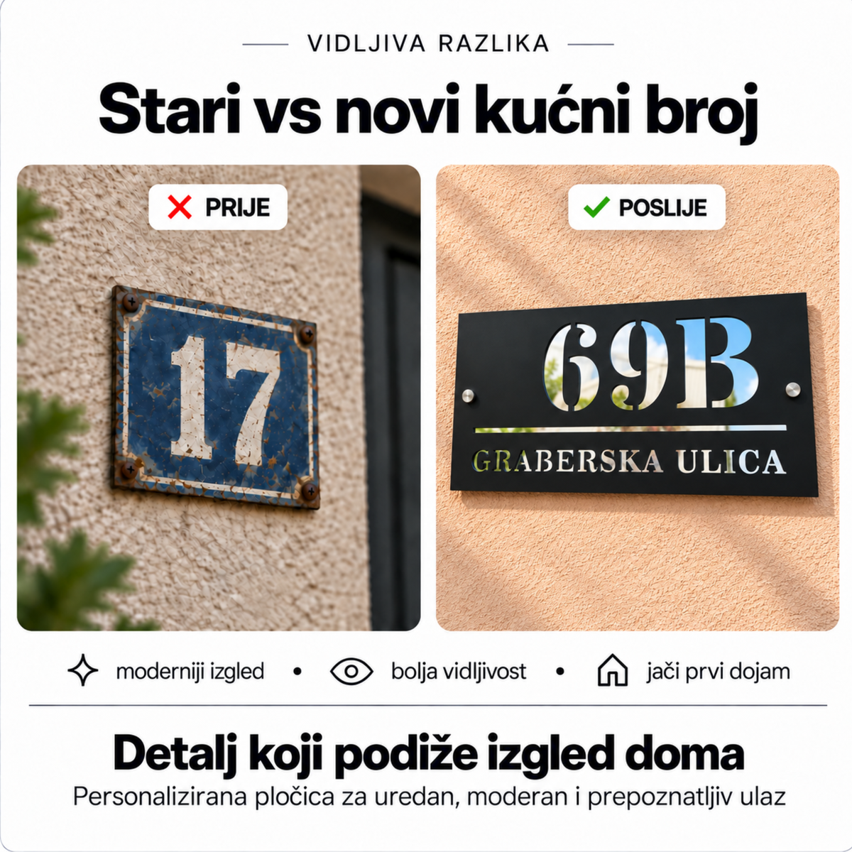 CLS Design 3 – Elegant – kućni broj od pleksiglasa po mjeri