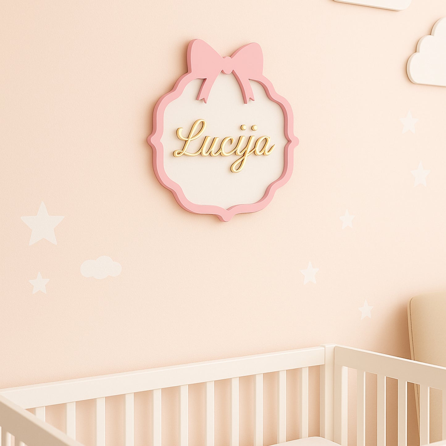 🎀 Personalizirana ploča s mašnicom – ime po želji