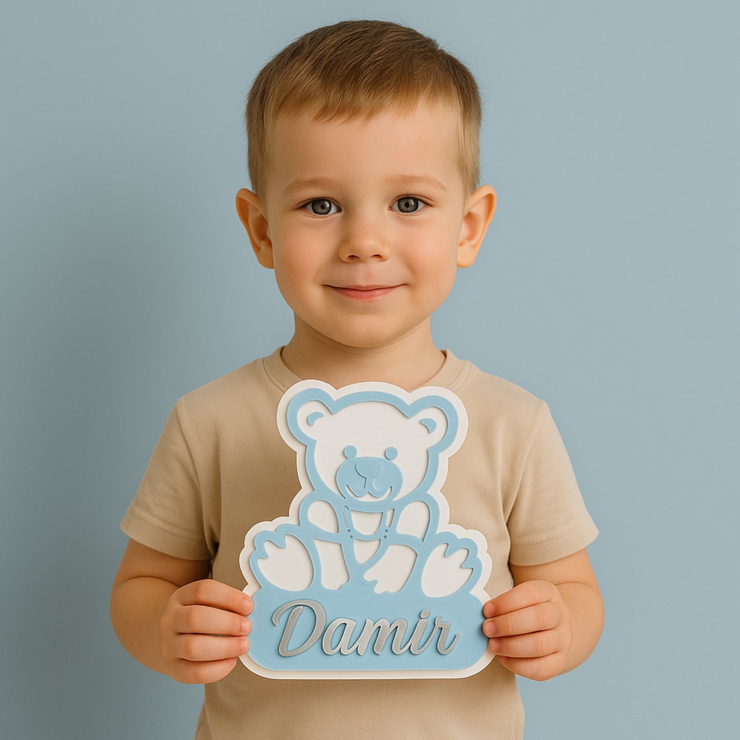 🧸 Personalizirana ploča Medvjedić – ime po želji