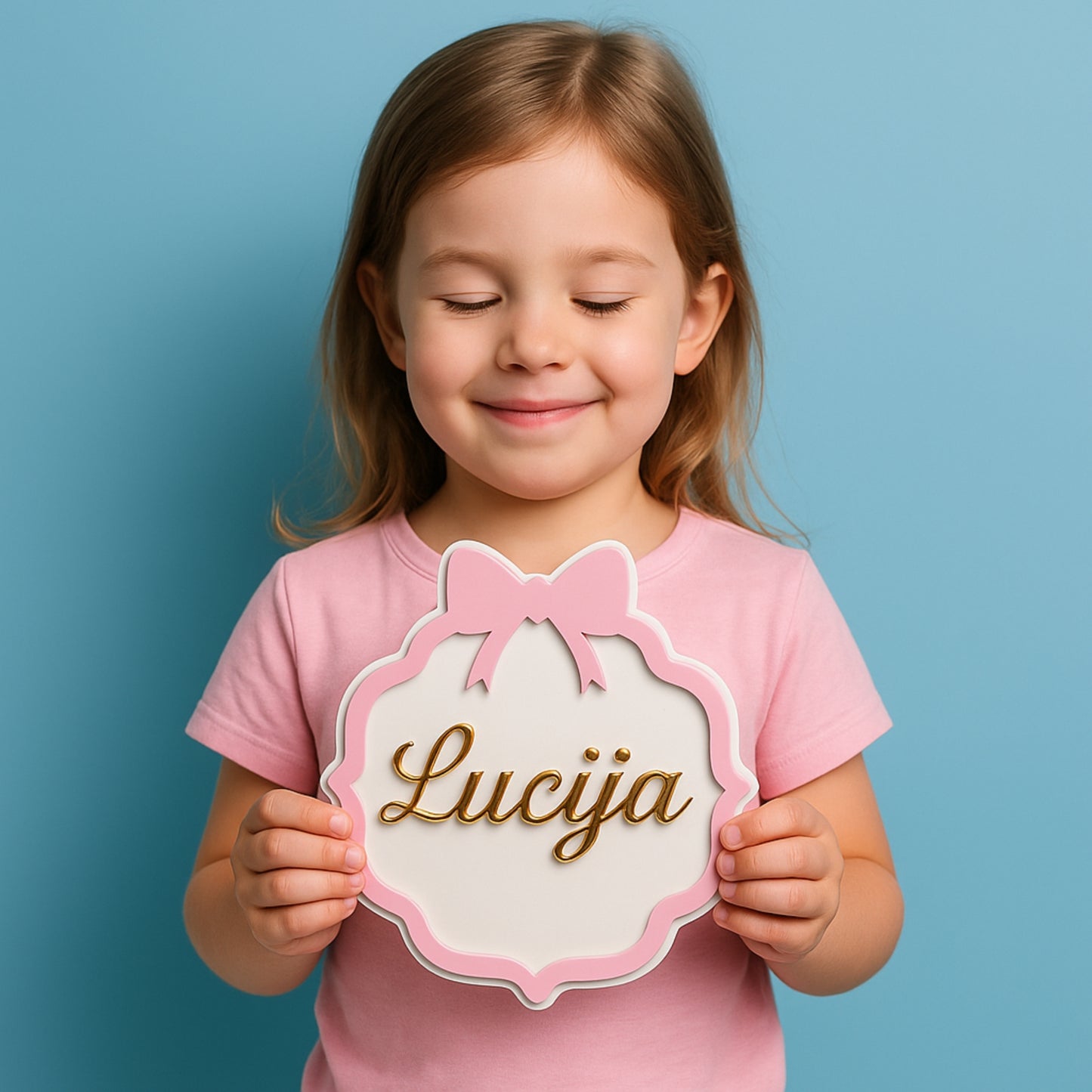 🎀 Personalizirana ploča s mašnicom – ime po želji